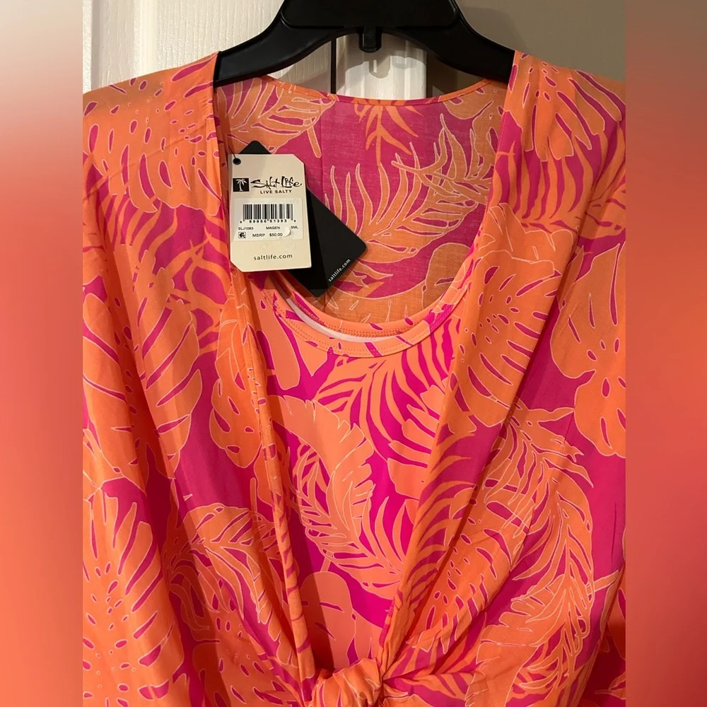 Salt Life 3pc Set Ruana OSFM Dress Small Bathing Suit XS NWT Magen Pink & Coral - Picture 3 of 16